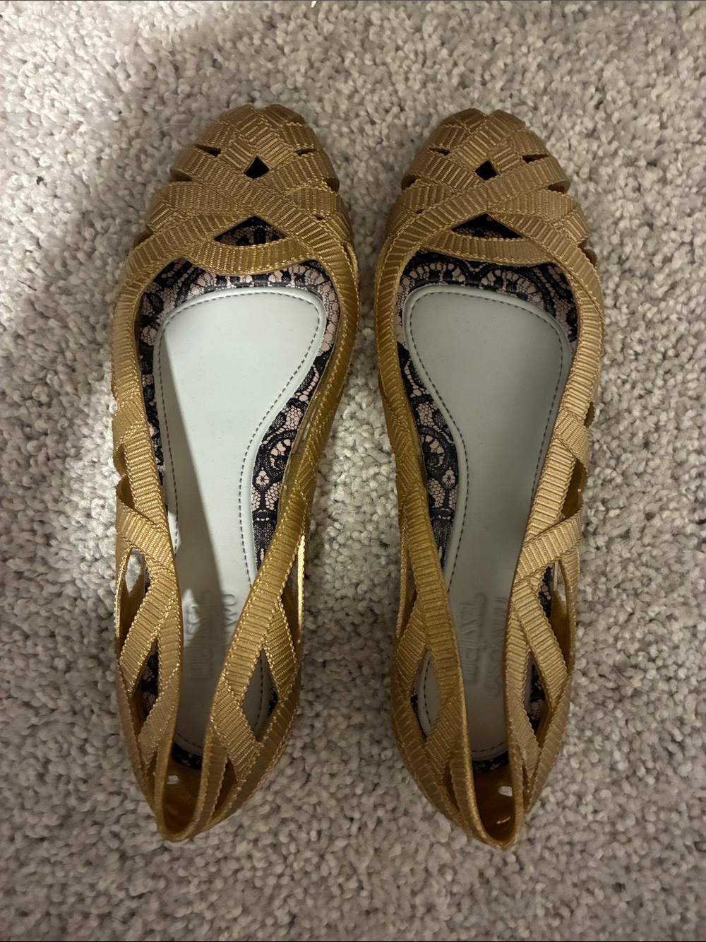 Melissa Gold Woven Cutout Flats